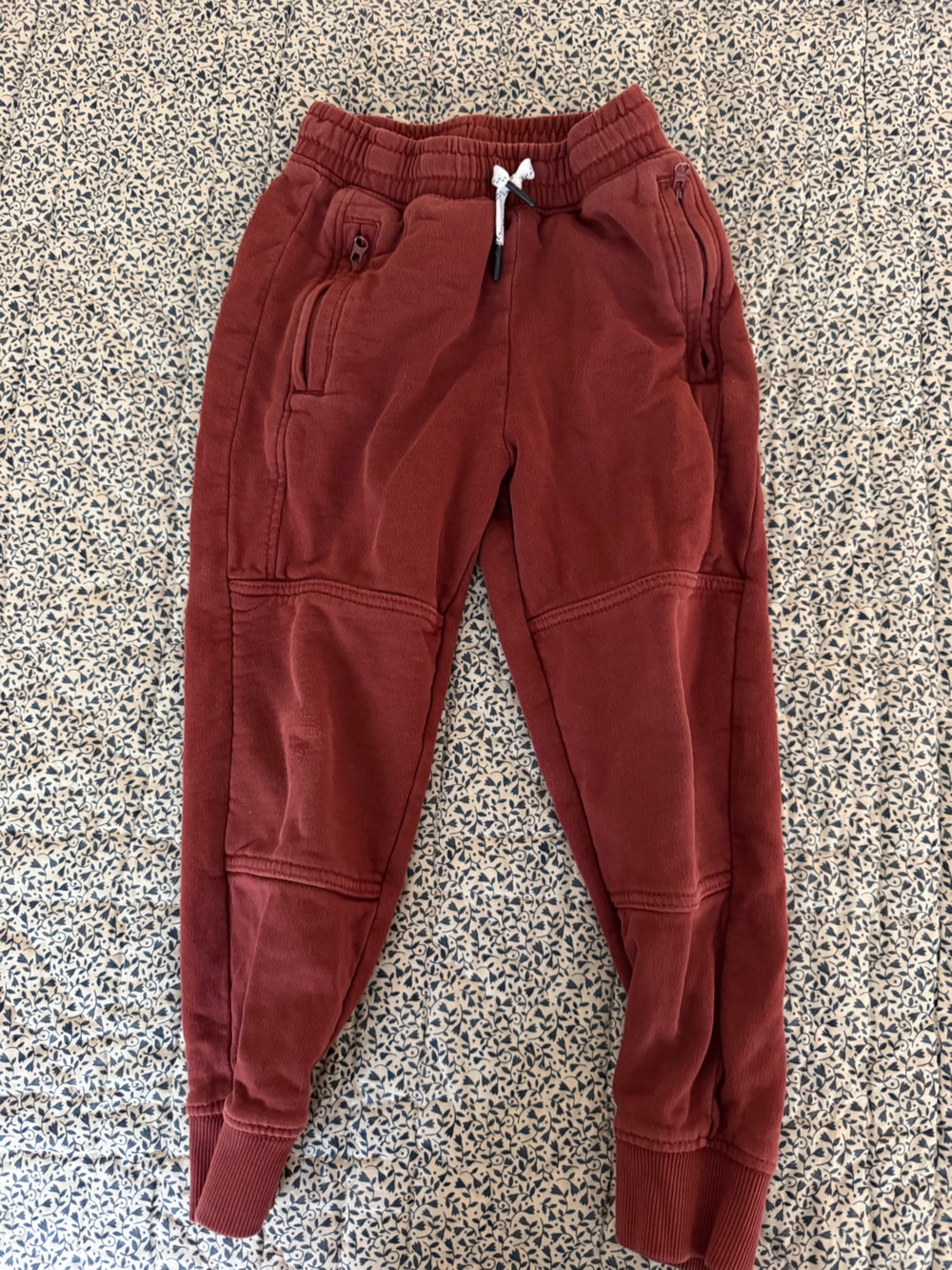 Kids Dark Red/Rust Double Knee Sweatpants
